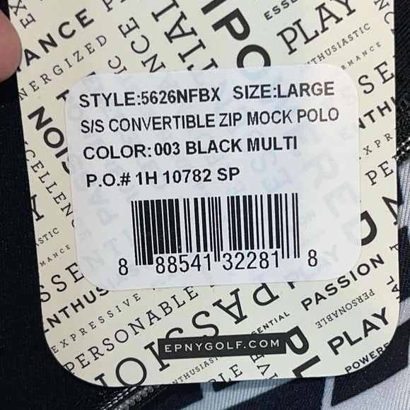 NWT-EP NY Golf Pro 1/4 Zip Convertible Mock Polo Black White Golf top shirt - Picture 3 of 4